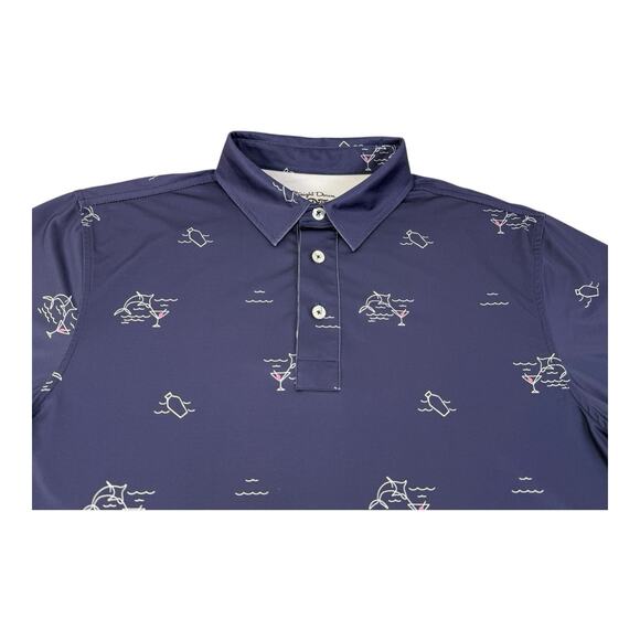 Straight Down Polo Shirt Men’s Medium Blue Dolphin Martini Golf Bear Dance - Picture 11 of 16